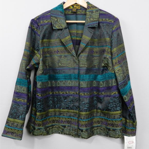 Vintage‎ 90s Mirasol Jacket Plus Size 1X Jewel Tone Brocade Southwestern Granny - Picture 1 of 14